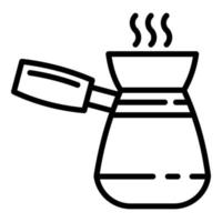 caldo caffè pentola icona, schema stile vettore