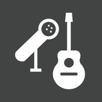 chitarra e mic glifo rovesciato icona vettore