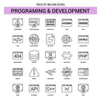 programmazione e sviluppo linea icona impostato 25 tratteggiata schema stile vettore