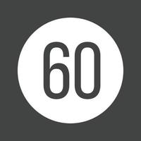 velocità limite 60 glifo rovesciato icona vettore