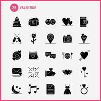 San Valentino solido glifo icone impostato per infografica mobile uxui kit e Stampa design includere CD disco amore San Valentino romantico mano amore San Valentino icona impostato vettore