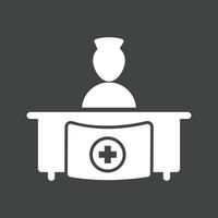 ospedale ricezione glifo rovesciato icona vettore