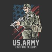 noi esercito combattiamo per la libertà con teschio soldato vettore