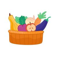 vettore illustrazione cestino con autunno verdure