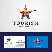 viaggio una terra bandiera creativo stella logo e attività commerciale carta design vettore