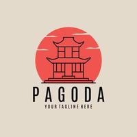 pagoda linea arte logo, icona e simbolo, vettore illustrazione design