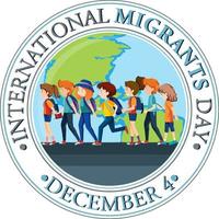 internazionale migranti giorno bandiera design vettore