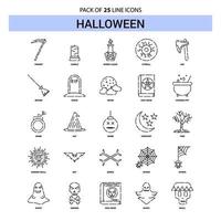 Halloween linea icona impostato 25 tratteggiata schema stile vettore