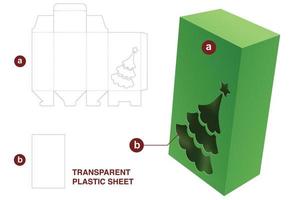 scatola e Natale albero finestra con trasparente plastica foglio morire tagliare modello vettore