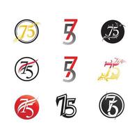 numero 75 icona impostato logo design vettore