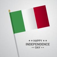 Italia indipendenza giorno tipografico design con bandiera vettore