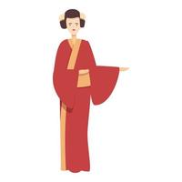 rosso design geisha icona cartone animato vettore. Giappone femmina vettore
