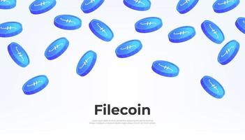 filecoin moneta caduta a partire dal il cielo. fil criptovaluta concetto bandiera sfondo. vettore