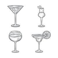 cocktail drink line-art composizione vettore