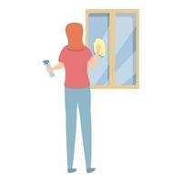 finestra pulizia icona cartone animato vettore. donna casalinga vettore