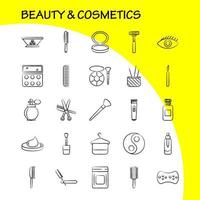 bellezza e cosmetici mano disegnato icona per ragnatela Stampa e mobile uxui kit come come ciotola cibo cucina bellezza cosmetico trucco polvere soffio pittogramma imballare vettore