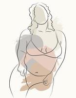 un' semplice positivo per il corpo elegante manifesto. bellissimo illustrazione di il linea di un' seducente femmina corpo. minimalista lineare femmina figura. astratto nudo sensuale lineare arte. vettore