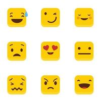 impostato di giallo piazza emoji design vettore