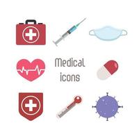 raccolta di varie icone mediche vettore