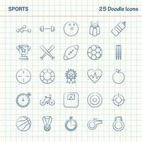 gli sport 25 scarabocchio icone mano disegnato attività commerciale icona impostato vettore