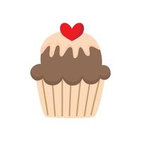 vettore illustrazione di carino Cupcake con cuore isolato su bianca sfondo.