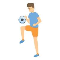 bambini si destreggia palla calcio icona, cartone animato stile vettore