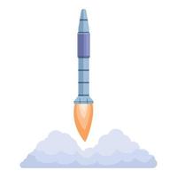 navicella spaziale razzo lanciare icona, cartone animato stile vettore