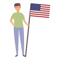 ragazzo con Stati Uniti d'America bandiera icona cartone animato vettore. mondo ragazzo vettore
