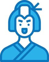 geisha ragazza donna avatar Giappone - blu icona vettore