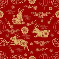 in profondità rosso Cinese nuovo anno coniglio senza soluzione di continuità modello vettore