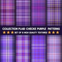 collezione seamless pattern tessuto plaid a scacchi viola vettore
