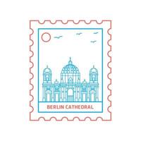 Berlino Cattedrale affrancatura francobollo blu e rosso linea stile vettore illustrazione