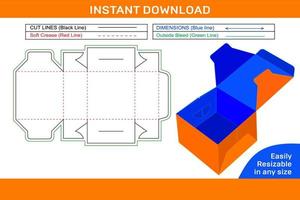 torta o dolce cibo scatola Dieline modello, confezione design e 3d scatola modello vettore