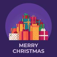vettore illustrazione di un' impostato di i regali su un' viola sfondo. disegno con bellissimo Natale scatole. allegro Natale.