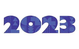 2023 nuovo anno semplice geometrico numeri, forme impostare. striscione, design modello, logo testo cartello isolato su bianca sfondo. vacanza saluto carta. vettore azione illustrazione