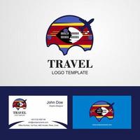 viaggio Swaziland bandiera logo e visitare carta design vettore
