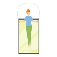 saltare corda fitness blog icona, cartone animato stile vettore