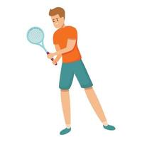 dilettante tennis icona, cartone animato stile vettore