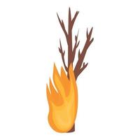 albero nel fuoco icona, cartone animato stile vettore