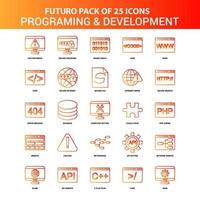 arancia Futuro 25 programmazione e sviluppo icona impostato vettore