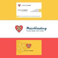 bellissimo cuore logo e attività commerciale carta verticale design vettore