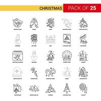 Natale nero linea icona 25 attività commerciale schema icona impostato vettore