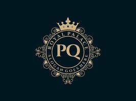 lettera pq antico reale lusso vittoriano logo con ornamentale telaio. vettore