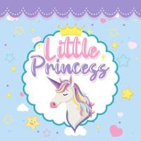 logo della piccola principessa con testa di unicorno carino vettore
