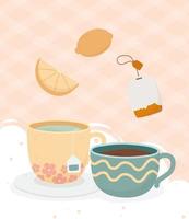 composizione della bevanda all'ora del tè e del caffè vettore