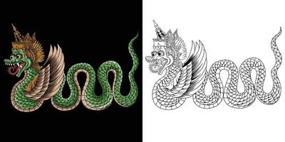 balinese Drago con ornamento illustrazione vettore