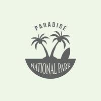 Paradiso palma Vintage ▾ logo minimalista illustrazione Surf oscar vettore