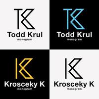 lettera K tk kt monogramma simbolo elegante lusso moderno stile attività commerciale marca identità logo design vettore