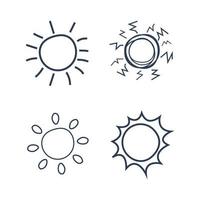 impostato di mano disegnato simboli di sole vettore Immagine