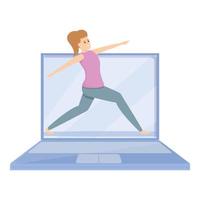 il computer portatile fitness blog icona, cartone animato stile vettore